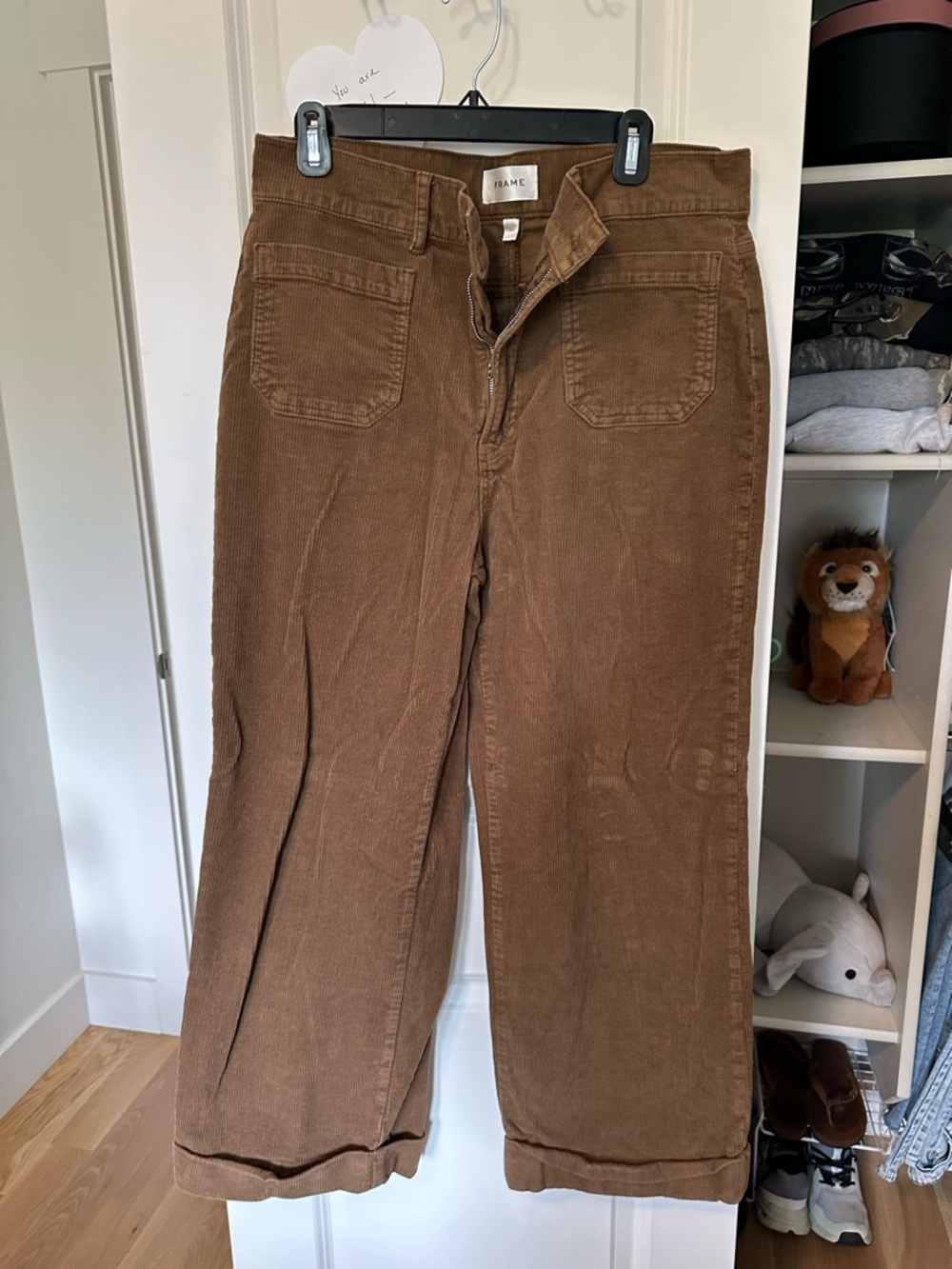 FRAME Corduroy Wide-Leg Pants in Chestnut Brown